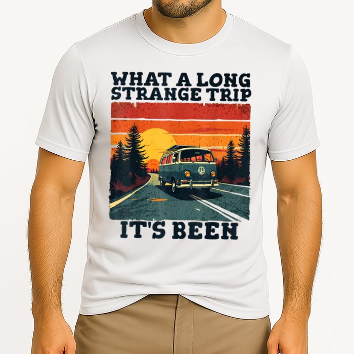 What A Long Strange Trip ItS Been 70s Hippie Camping Lover Cooling Performance Crew T-Shirt
