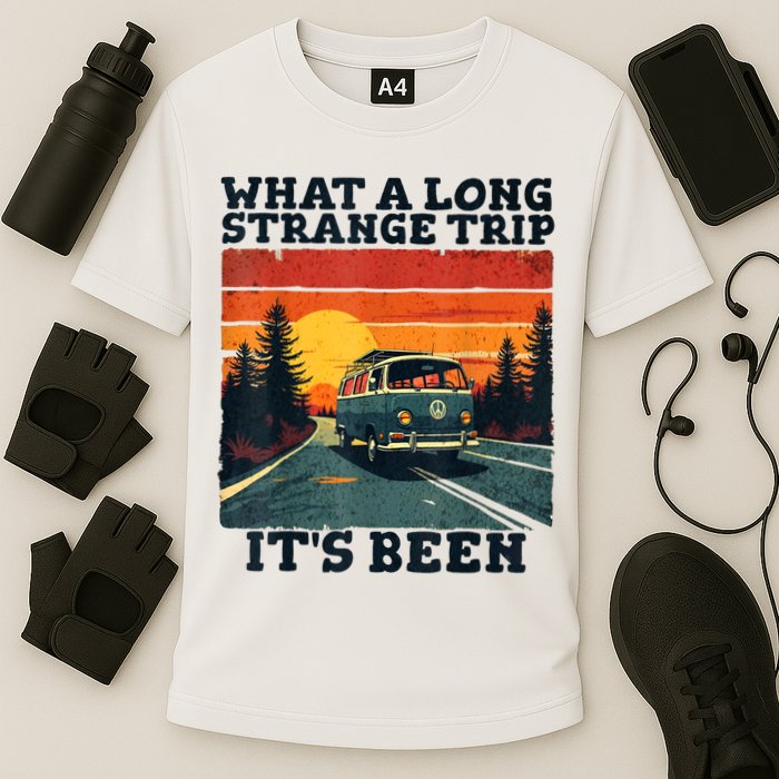 What A Long Strange Trip ItS Been 70s Hippie Camping Lover Cooling Performance Crew T-Shirt