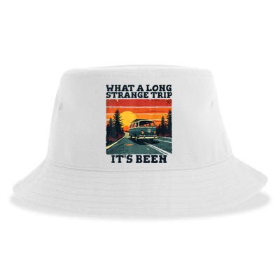 What A Long Strange Trip ItS Been 70s Hippie Camping Lover Sustainable Bucket Hat