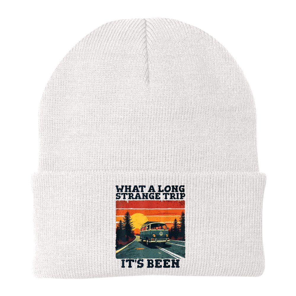 What A Long Strange Trip ItS Been 70s Hippie Camping Lover Beanie