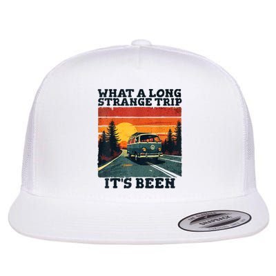 What A Long Strange Trip ItS Been 70s Hippie Camping Lover Flatbill Hat