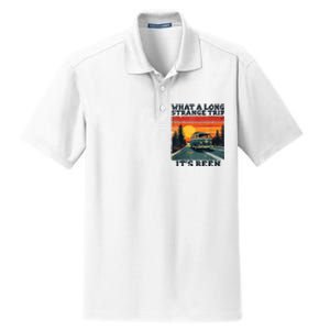 What A Long Strange Trip ItS Been 70s Hippie Camping Lover Dry Zone Grid Polo