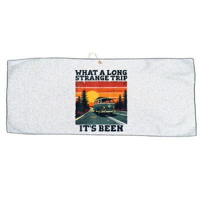 What A Long Strange Trip ItS Been 70s Hippie Camping Lover Large Microfiber Waffle Golf Towel