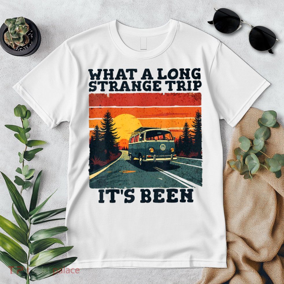 What A Long Strange Trip ItS Been 70s Hippie Camping Lover Premium T-Shirt