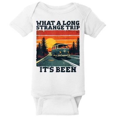 What A Long Strange Trip ItS Been 70s Hippie Camping Lover Baby Bodysuit