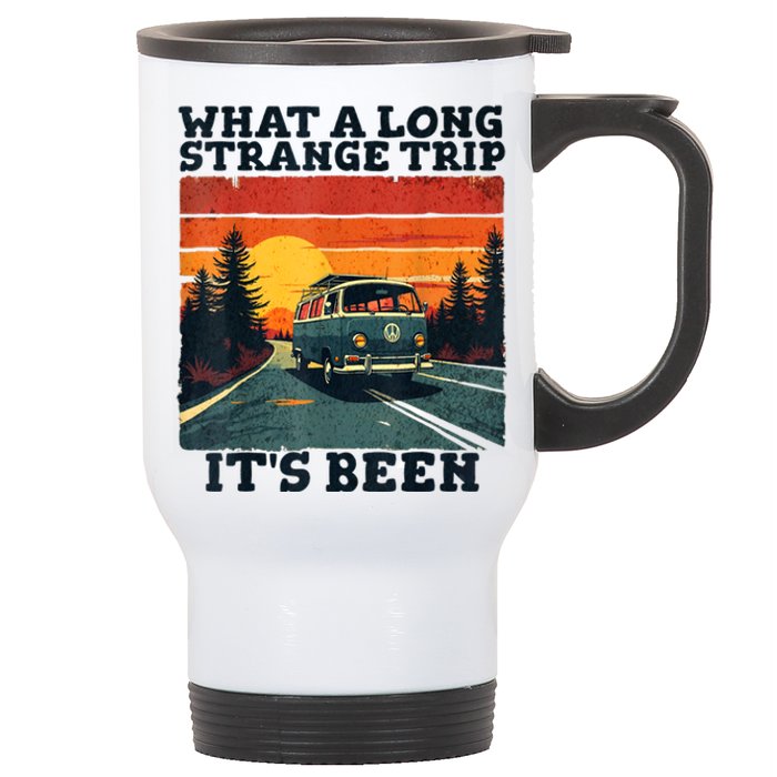 What A Long Strange Trip ItS Been 70s Hippie Camping Lover Stainless Steel Travel Mug