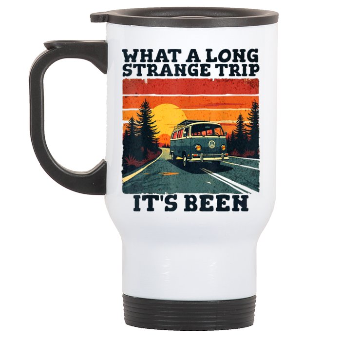 What A Long Strange Trip ItS Been 70s Hippie Camping Lover Stainless Steel Travel Mug