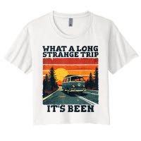 What A Long Strange Trip ItS Been 70s Hippie Camping Lover Women's Crop Top Tee
