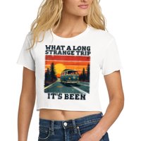 What A Long Strange Trip ItS Been 70s Hippie Camping Lover Women's Crop Top Tee