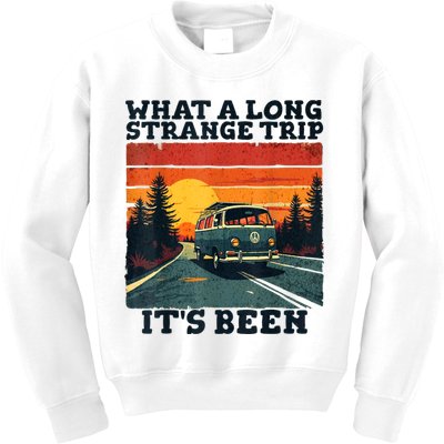 What A Long Strange Trip ItS Been 70s Hippie Camping Lover Kids Sweatshirt
