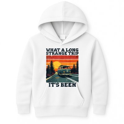 What A Long Strange Trip ItS Been 70s Hippie Camping Lover Kids Hoodie