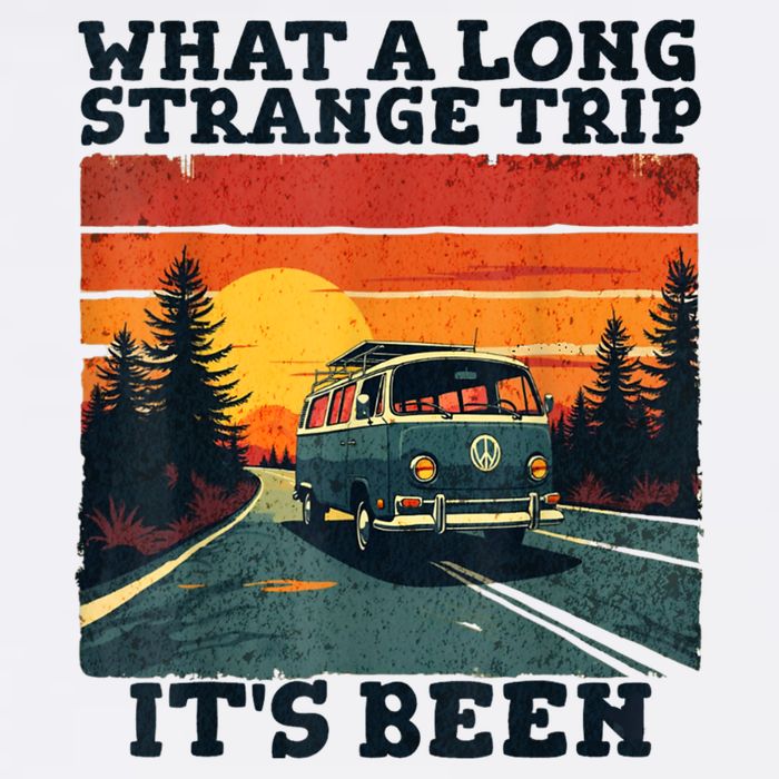 What A Long Strange Trip ItS Been 70s Hippie Camping Lover Short Acrylic Beanie