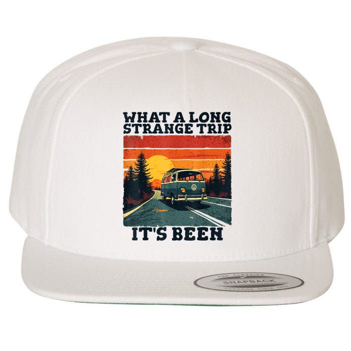 What A Long Strange Trip ItS Been 70s Hippie Camping Lover Wool Snapback Cap