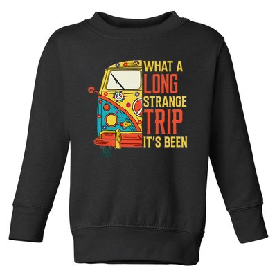 What A Long Strange Trip ItS Been 70s Hippie Camping Lover Toddler Sweatshirt