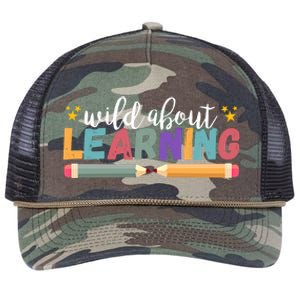 Wild About Learning Teacher Back To School Gift Retro Rope Trucker Hat Cap