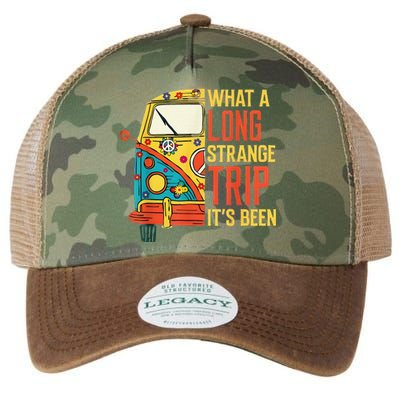 What A Long Strange Trip ItS Been 70s Hippie Camping Lover Legacy Tie Dye Trucker Hat