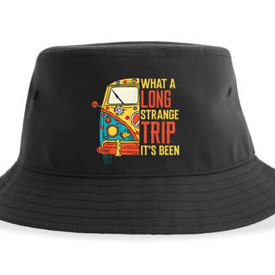 What A Long Strange Trip ItS Been 70s Hippie Camping Lover Sustainable Bucket Hat