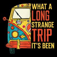 What A Long Strange Trip ItS Been 70s Hippie Camping Lover Bucket Hat