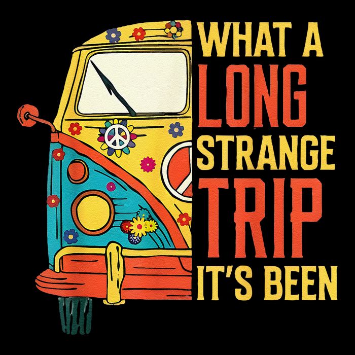 What A Long Strange Trip ItS Been 70s Hippie Camping Lover Bucket Hat