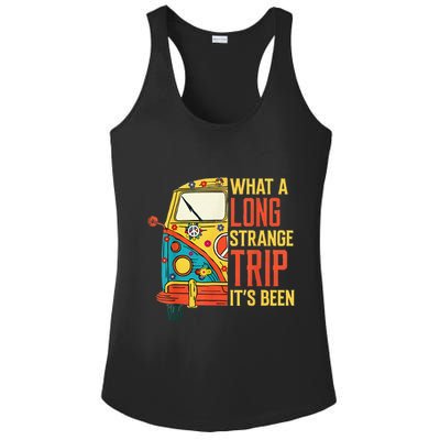 What A Long Strange Trip ItS Been 70s Hippie Camping Lover Ladies PosiCharge Competitor Racerback Tank
