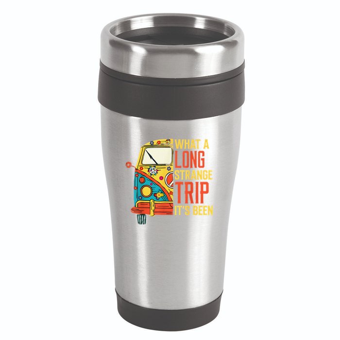 What A Long Strange Trip ItS Been 70s Hippie Camping Lover 16oz Travel Tumbler