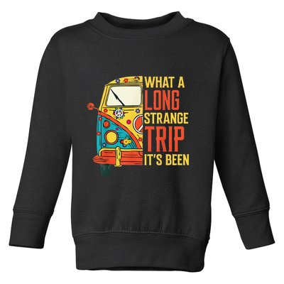 What A Long Strange Trip ItS Been 70s Hippie Camping Lover Toddler Sweatshirt