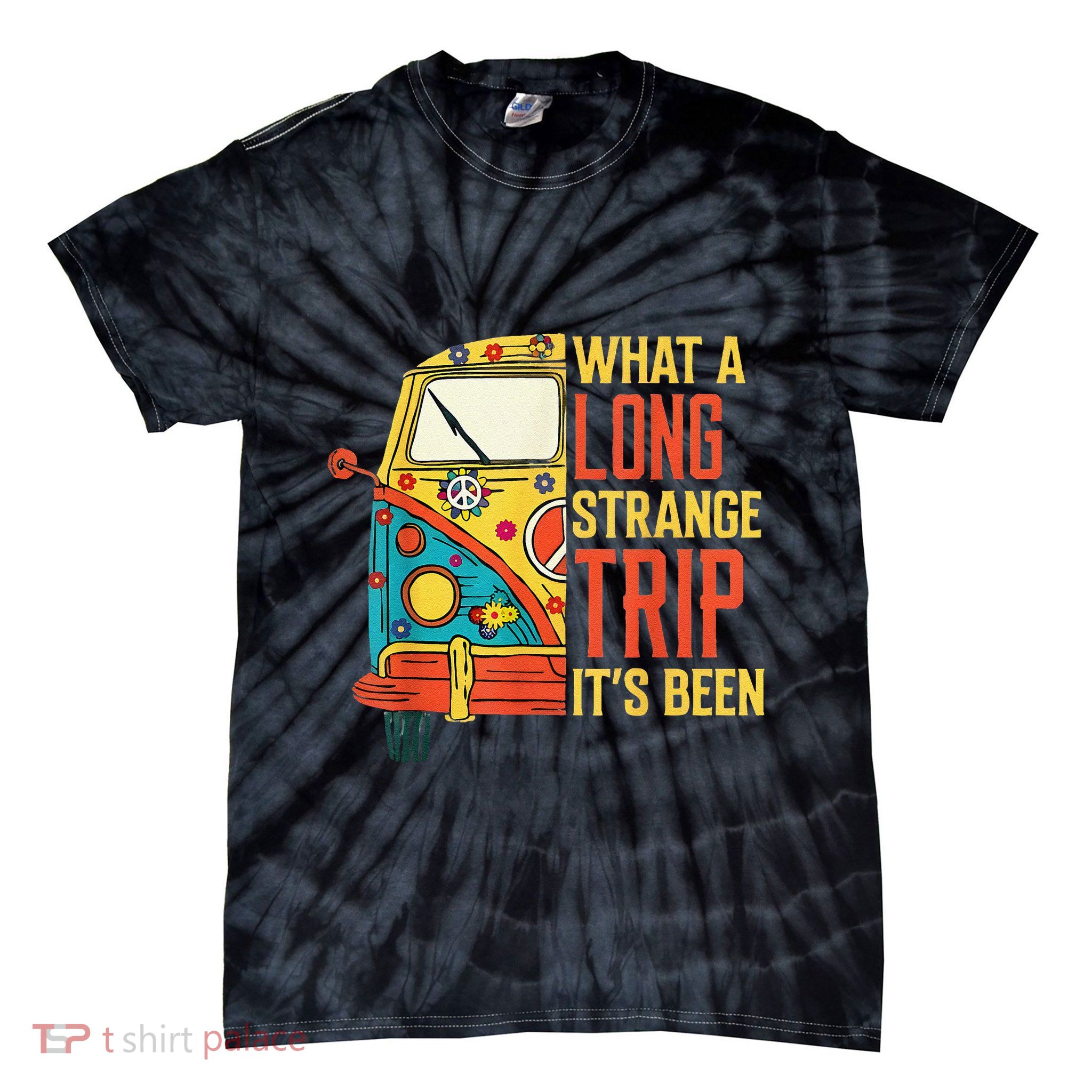 What A Long Strange Trip ItS Been 70s Hippie Camping Lover Tie-Dye T-Shirt
