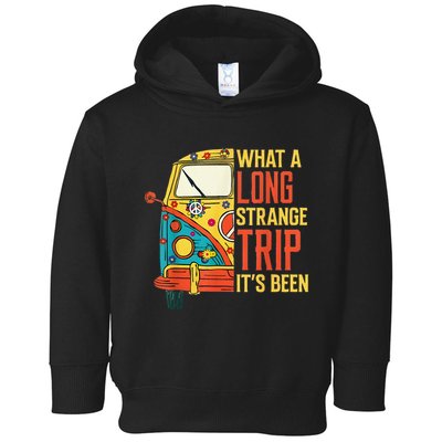 What A Long Strange Trip ItS Been 70s Hippie Camping Lover Toddler Hoodie