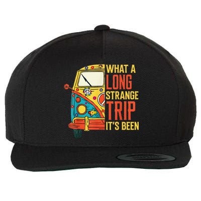 What A Long Strange Trip ItS Been 70s Hippie Camping Lover Wool Snapback Cap