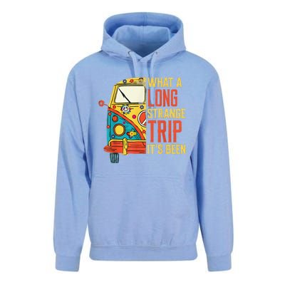 What A Long Strange Trip ItS Been 70s Hippie Camping Lover Unisex Surf Hoodie