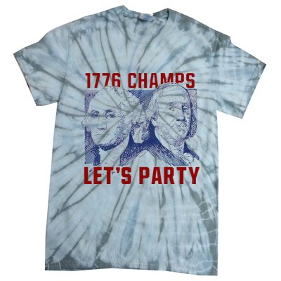 Washington And Lincoln 1776 Champs Let’s Party USA Flag Tie-Dye T-Shirt