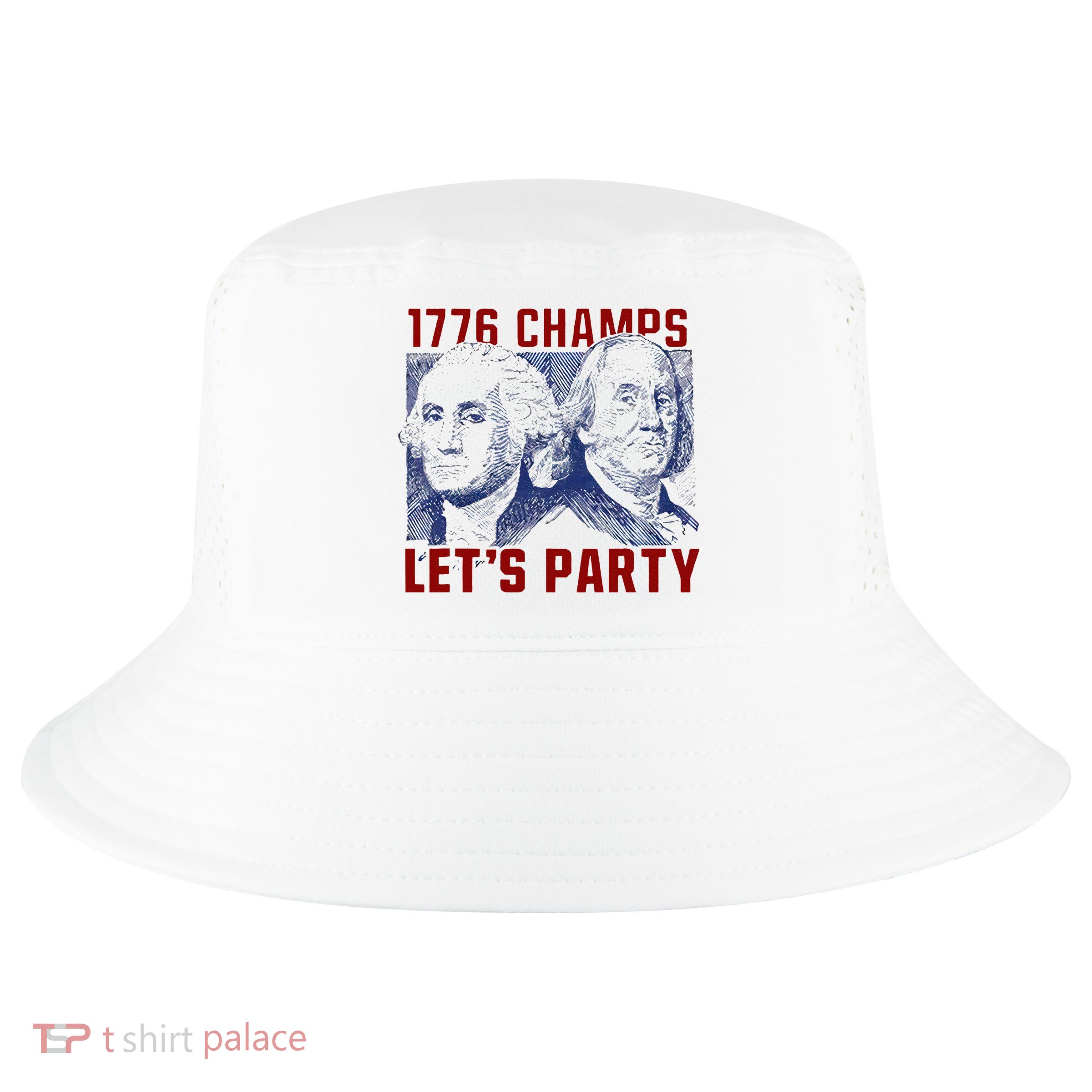 Washington And Lincoln 1776 Champs Let’s Party USA Flag Cool Comfort Performance Bucket Hat