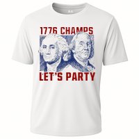 Washington And Lincoln 1776 Champs Let’s Party USA Flag Cooling Performance Crew T-Shirt