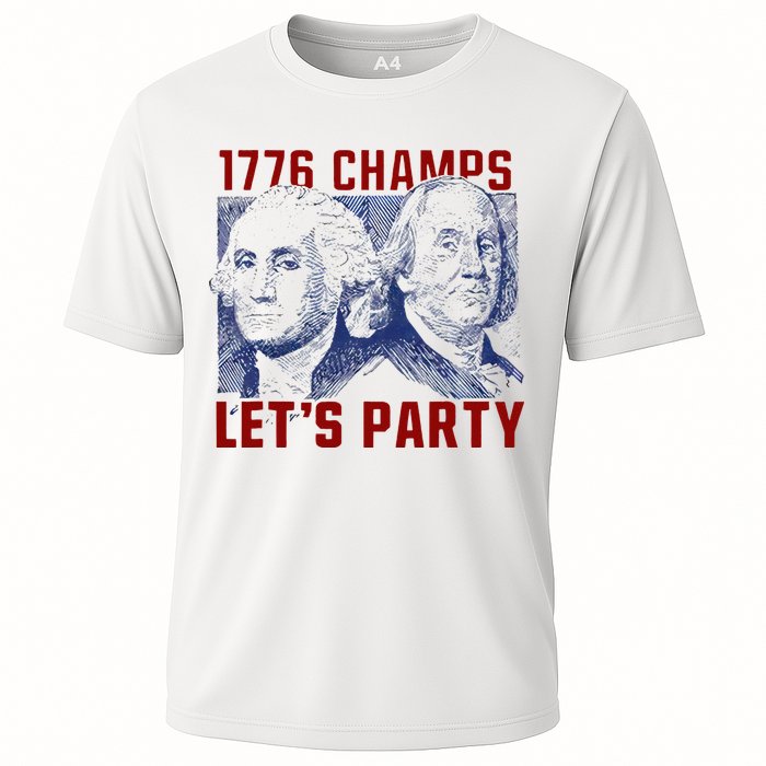 Washington And Lincoln 1776 Champs Let’s Party USA Flag Cooling Performance Crew T-Shirt