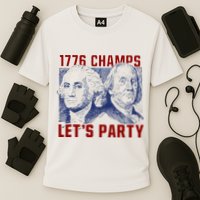 Washington And Lincoln 1776 Champs Let’s Party USA Flag Cooling Performance Crew T-Shirt