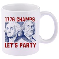 Washington And Lincoln 1776 Champs Let’s Party USA Flag 11oz C Handle Ceramic Mug