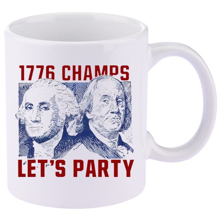 Washington And Lincoln 1776 Champs Let’s Party USA Flag 11oz C Handle Ceramic Mug