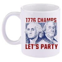 Washington And Lincoln 1776 Champs Let’s Party USA Flag 11oz C Handle Ceramic Mug