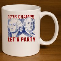 Washington And Lincoln 1776 Champs Let’s Party USA Flag 11oz C Handle Ceramic Mug