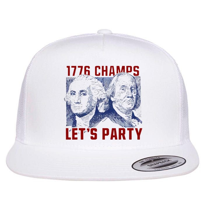 Washington And Lincoln 1776 Champs Let’s Party USA Flag Flat Bill Trucker Hat