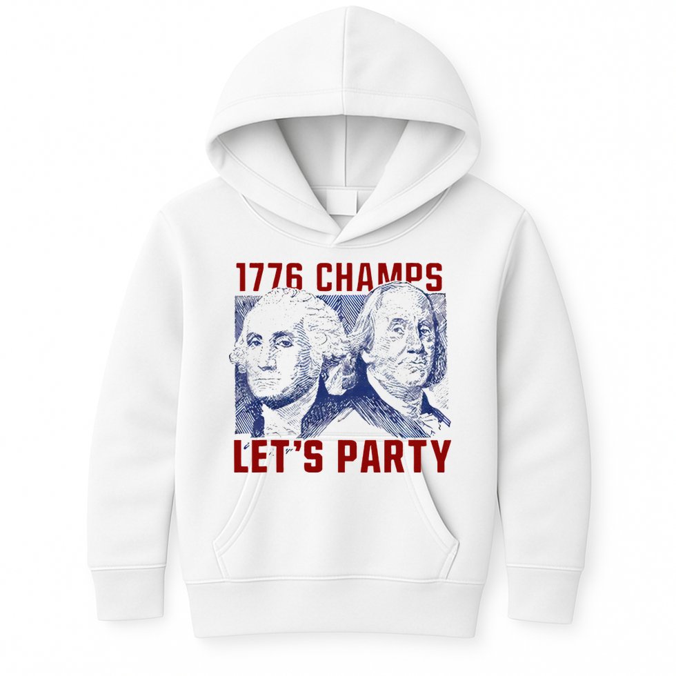 Washington And Lincoln 1776 Champs Let’s Party USA Flag Kids Hoodie