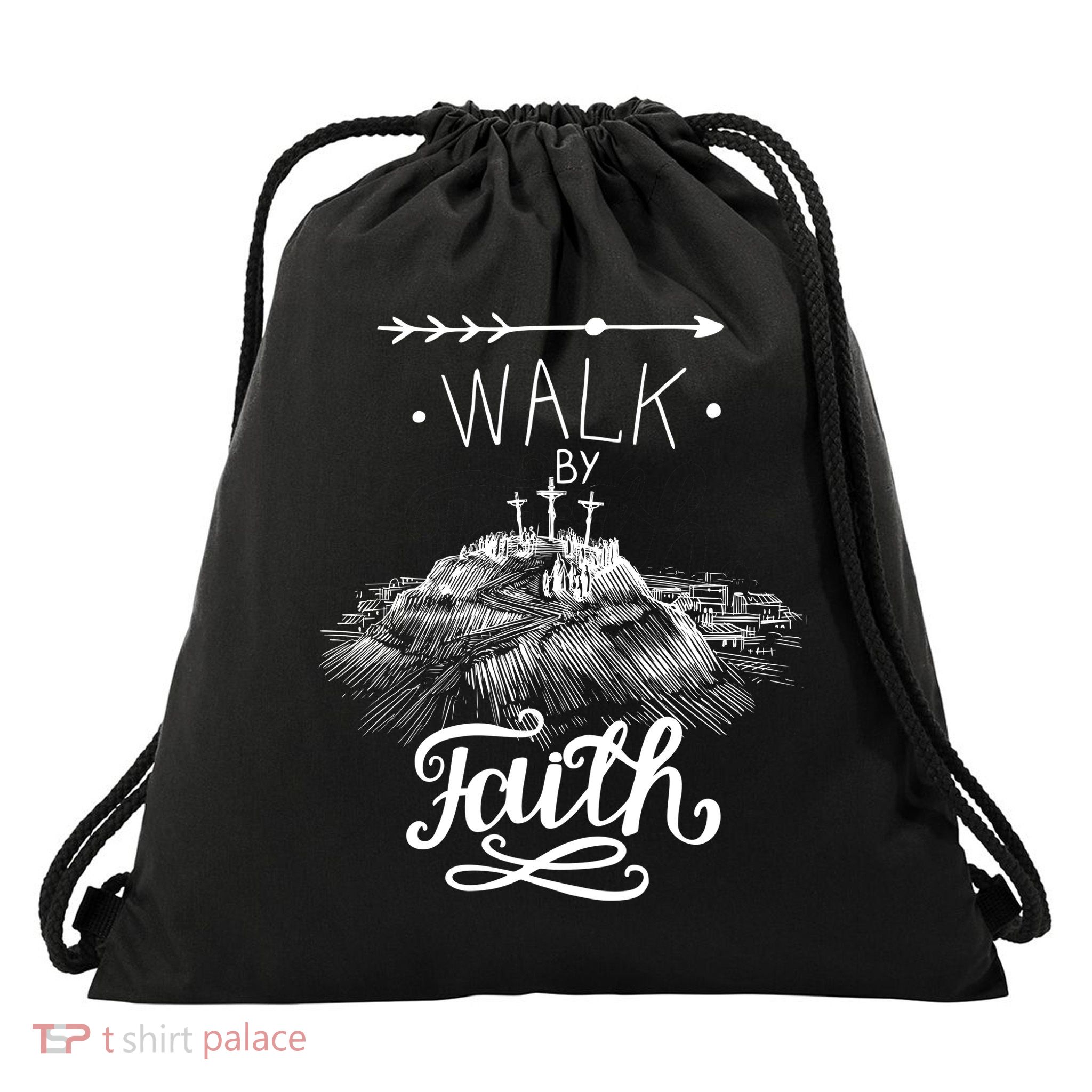 Walk By Faith Drawstring Bag