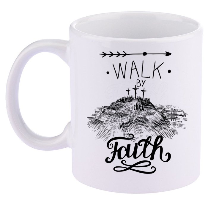 Walk By Faith 11oz C Handle Ceramic Mug