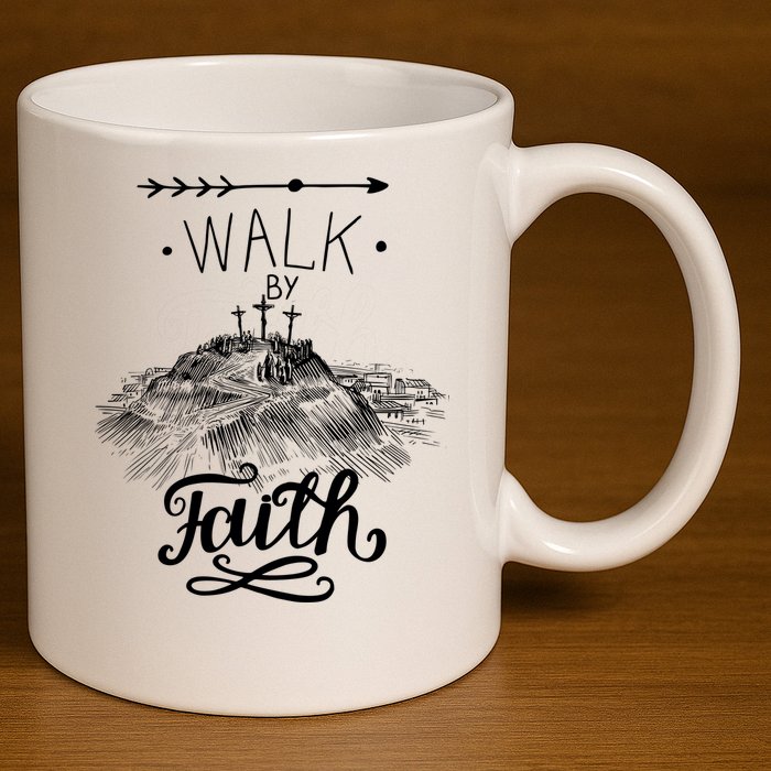 Walk By Faith 11oz C Handle Ceramic Mug