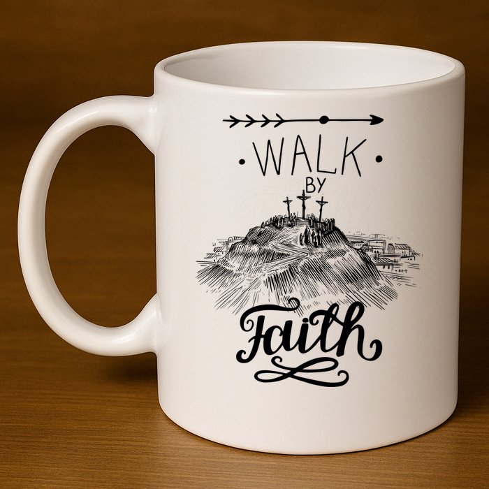 Walk By Faith 11oz C Handle Ceramic Mug