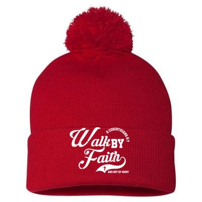Walk By Faith And Not By Sight Pom Pom 12in Knit Beanie