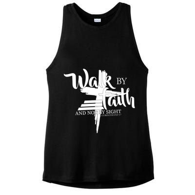 Walk By Faith Not By Sight Ladies PosiCharge Tri-Blend Wicking Tank