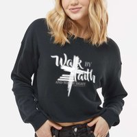 Walk By Faith Not By Sight Cropped Pullover Crew