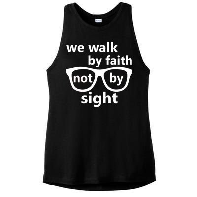 Walk By Faith Not By Sight Christian Ladies PosiCharge Tri-Blend Wicking Tank