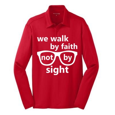 Walk By Faith Not By Sight Christian Silk Touch Performance Long Sleeve Polo